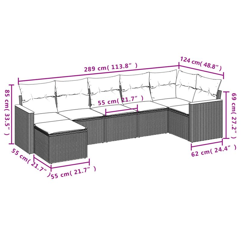 Casa si Gradina - Gradina si terasa - Mobilier exterior - Seturi mobila gradina - Set canapele de gradina, 7 piese, cu perne, bej, poliratan - Infinity.ro