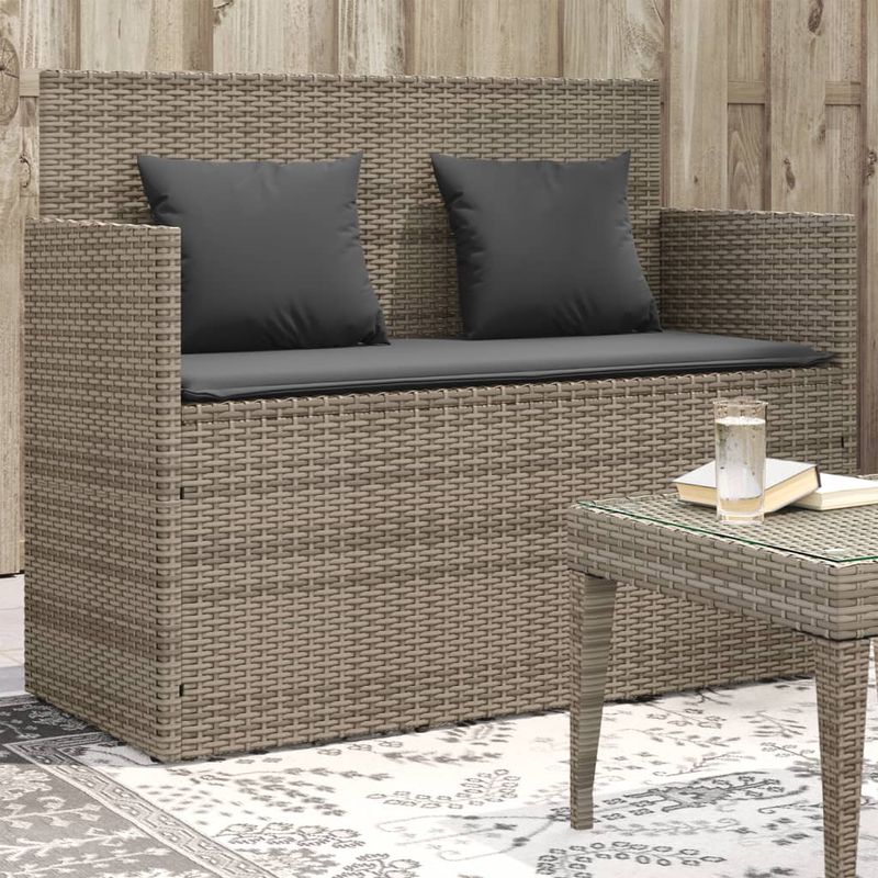 Casa si Gradina - Gradina si terasa - Mobilier exterior - Bancute de gradina - Banca de gradina cu perna, gri, poliratan - Infinity.ro