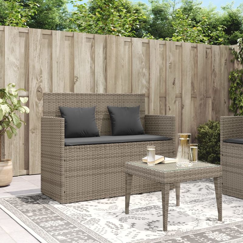 Casa si Gradina - Gradina si terasa - Mobilier exterior - Bancute de gradina - Banca de gradina cu perna, gri, poliratan - Infinity.ro