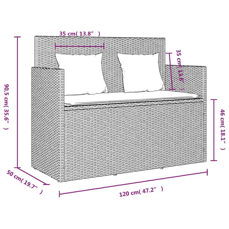 Casa si Gradina - Gradina si terasa - Mobilier exterior - Bancute de gradina - Banca de gradina cu perna, gri, poliratan - Infinity.ro