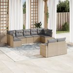 Casa si Gradina - Gradina si terasa - Mobilier exterior - Canapele si fotolii gradina - Set canapele de gradina, 9 piese, cu perne, bej, poliratan - Infinity.ro