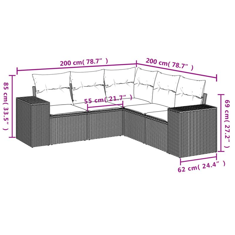 Casa si Gradina - Gradina si terasa - Mobilier exterior - Seturi mobila gradina - Set canapele de gradina cu perne, 5 piese, bej, poliratan - Infinity.ro
