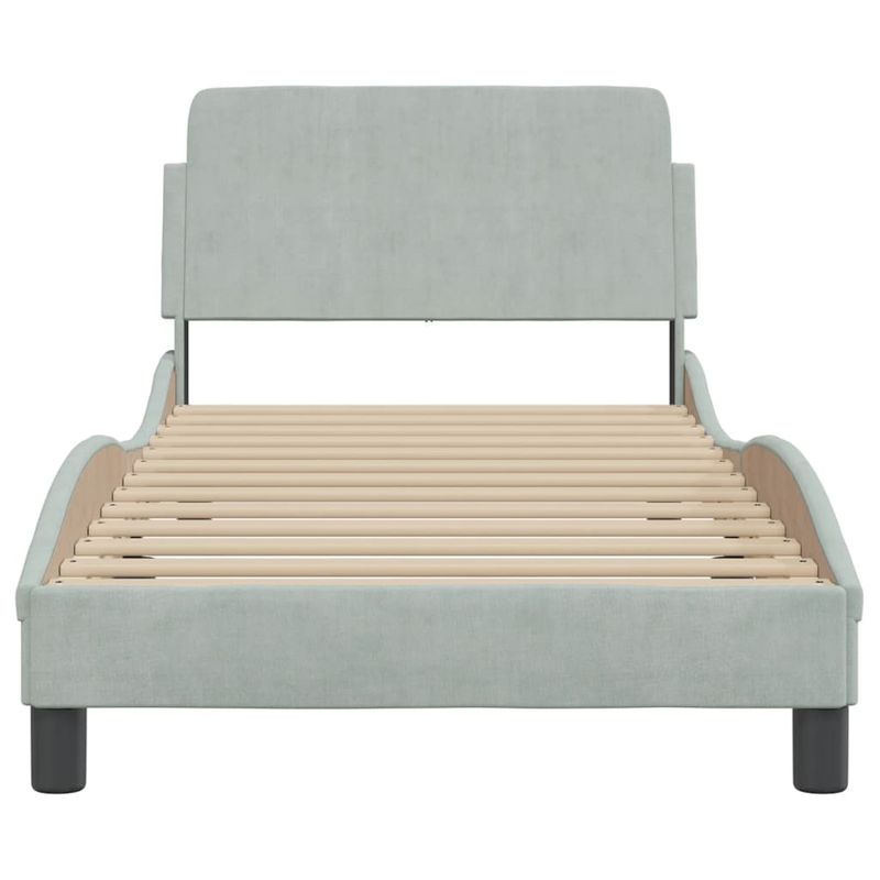 Casa si Gradina - Mobilier - Paturi si accesorii - Paturi - Cadru de pat cu tablie, gri deschis, 90x190 cm, catifea - Infinity.ro