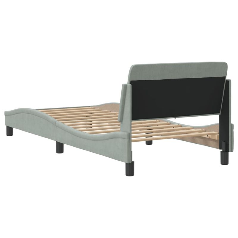 Casa si Gradina - Mobilier - Paturi si accesorii - Paturi - Cadru de pat cu tablie, gri deschis, 90x190 cm, catifea - Infinity.ro