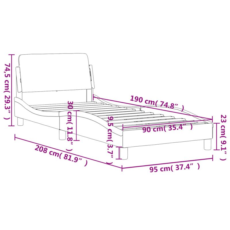 Casa si Gradina - Mobilier - Paturi si accesorii - Paturi - Cadru de pat cu tablie, gri deschis, 90x190 cm, catifea - Infinity.ro