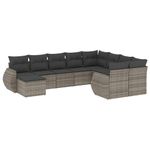 Casa si Gradina - Gradina si terasa - Mobilier exterior - Canapele si fotolii gradina - Set mobilier de gradina cu perne, 10 piese, gri, poliratan - Infinity.ro
