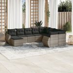 Casa si Gradina - Gradina si terasa - Mobilier exterior - Canapele si fotolii gradina - Set mobilier de gradina cu perne, 10 piese, gri, poliratan - Infinity.ro