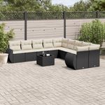 Casa si Gradina - Gradina si terasa - Mobilier exterior - Canapele si fotolii gradina - Set canapele de gradina cu perne, 11 piese, negru, poliratan - Infinity.ro