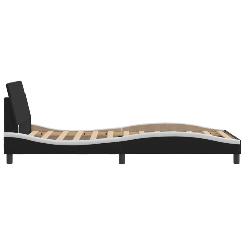 Casa si Gradina - Mobilier - Paturi si accesorii - Paturi - Cadru de pat cu tablie negru si alb 100x200cm piele artificiala - Infinity.ro