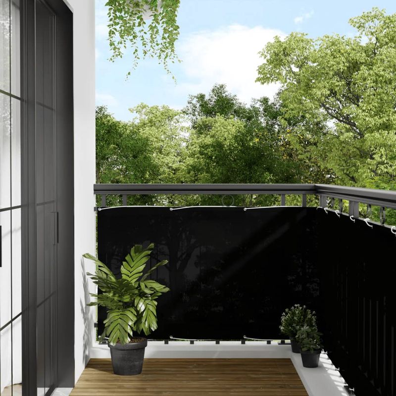 Casa si Gradina - Gradina si terasa - Umbrele si pavilioane - Umbrele - Paravan de balcon, negru, 90x700 cm, 100% poliester oxford - Infinity.ro
