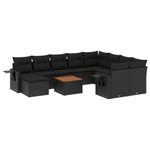 Casa si Gradina - Gradina si terasa - Mobilier exterior - Canapele si fotolii gradina - Set canapele de gradina cu perne, 11 piese, negru, poliratan - Infinity.ro
