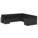 Casa si Gradina - Gradina si terasa - Mobilier exterior - Seturi mobila gradina - Set canapele de gradina cu perne, 11 piese, negru, poliratan - Infinity.ro