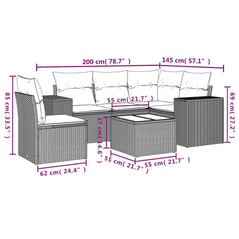 Casa si Gradina - Gradina si terasa - Mobilier exterior - Seturi mobila gradina - Set canapele de gradina cu perne, 6 piese, bej, poliratan - Infinity.ro