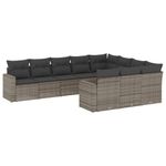 Casa si Gradina - Gradina si terasa - Mobilier exterior - Canapele si fotolii gradina - Set mobilier de gradina cu perne, 10 piese, gri, poliratan - Infinity.ro