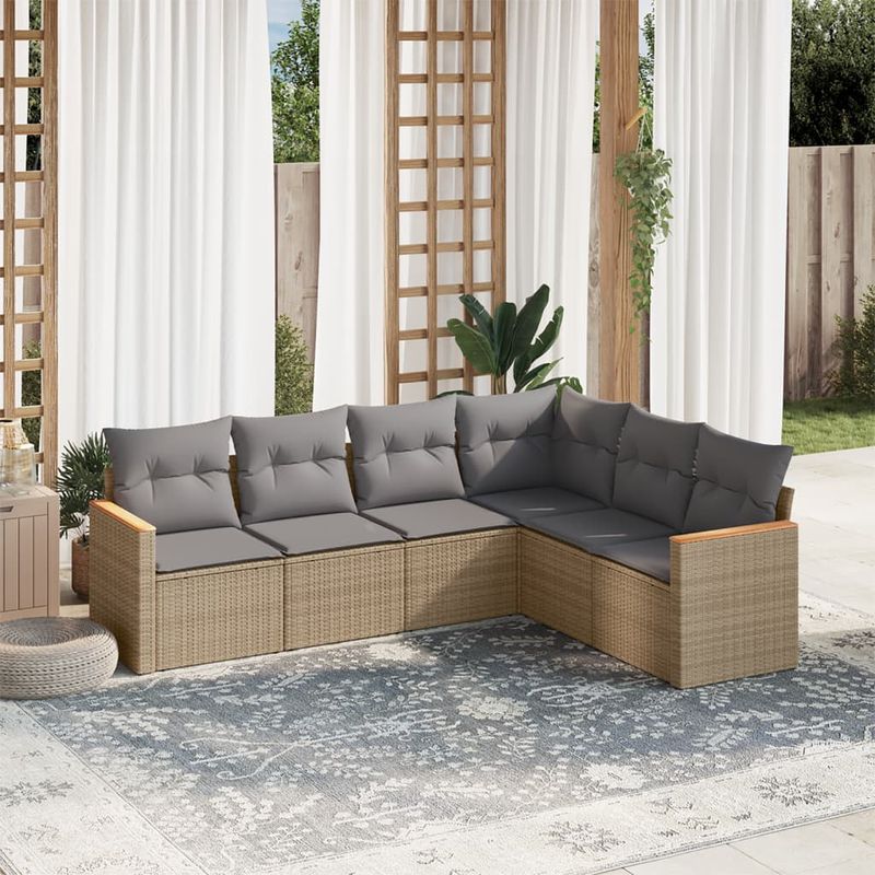 Casa si Gradina - Gradina si terasa - Mobilier exterior - Seturi mobila gradina - Set canapele de gradina cu perne, 6 piese, bej, poliratan - Infinity.ro