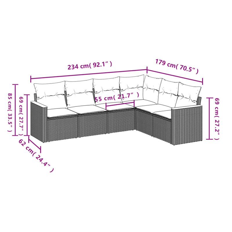 Casa si Gradina - Gradina si terasa - Mobilier exterior - Seturi mobila gradina - Set canapele de gradina cu perne, 6 piese, bej, poliratan - Infinity.ro