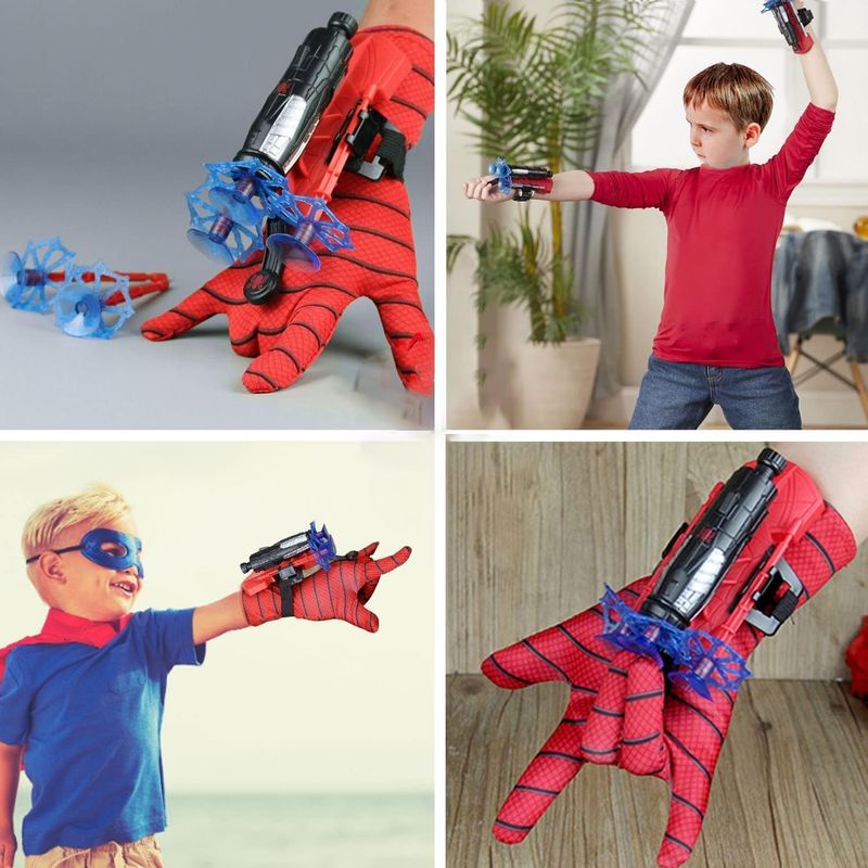 Jucarii, Copii si Bebe - Jucarii si jocuri - Jucarii & jocuri educative - Jucarii interactive - Manusi Spiderman cu ventuze,sfoara si lansator, IdeallStore®, rosu - Infinity.ro
