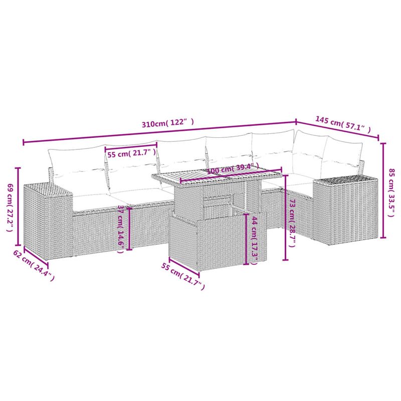 Casa si Gradina - Gradina si terasa - Mobilier exterior - Seturi mobila gradina - Set canapele de gradina cu perne, 7 piese, negru, poliratan - Infinity.ro
