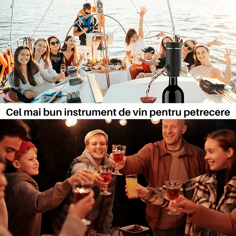 Casa si Gradina - Bucatarie si vesela - Accesorii bar - Carafe si decantoare - Decantor cu aerator electric pentru vin SpectrumPoint®, tub potrivit pentru toate genurile de sticle, portabil, argintiu - Infinity.ro