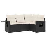 Casa si Gradina - Gradina si terasa - Mobilier exterior - Seturi mobila gradina - Set mobilier de gradina cu perne, 4 piese, negru, poliratan - Infinity.ro