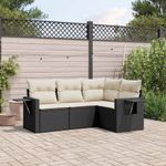 Casa si Gradina - Gradina si terasa - Mobilier exterior - Seturi mobila gradina - Set mobilier de gradina cu perne, 4 piese, negru, poliratan - Infinity.ro