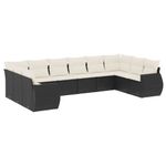 Casa si Gradina - Gradina si terasa - Mobilier exterior - Canapele si fotolii gradina - Set canapele de gradina cu perne, 10 piese, negru, poliratan - Infinity.ro