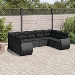 Casa si Gradina - Gradina si terasa - Mobilier exterior - Canapele si fotolii gradina - Set mobilier de gradina cu perne, 9 piese, negru, poliratan - Infinity.ro
