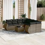 Casa si Gradina - Gradina si terasa - Mobilier exterior - Seturi mobila gradina - Set canapele de gradina, 9 piese, cu perne, gri, poliratan - Infinity.ro
