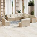 Casa si Gradina - Gradina si terasa - Mobilier exterior - Seturi mobila gradina - Set canapele de gradina, 13 piese, cu perne, bej, poliratan - Infinity.ro