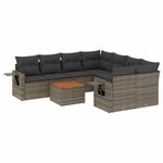Casa si Gradina - Gradina si terasa - Mobilier exterior - Seturi mobila gradina - Set canapele de gradina, 9 piese, cu perne, gri, poliratan - Infinity.ro