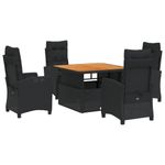 Casa si Gradina - Gradina si terasa - Mobilier exterior - Seturi mobila gradina - Set mobilier de gradina cu perne, 5 piese, negru, poliratan - Infinity.ro