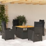 Casa si Gradina - Gradina si terasa - Mobilier exterior - Seturi mobila gradina - Set mobilier de gradina cu perne, 5 piese, negru, poliratan - Infinity.ro