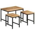 Casa si Gradina - Mobilier - Mese si birouri - Masute de cafea - Masute de cafea suprapuse, 3 buc., lemn masiv mango brut/fier - Infinity.ro