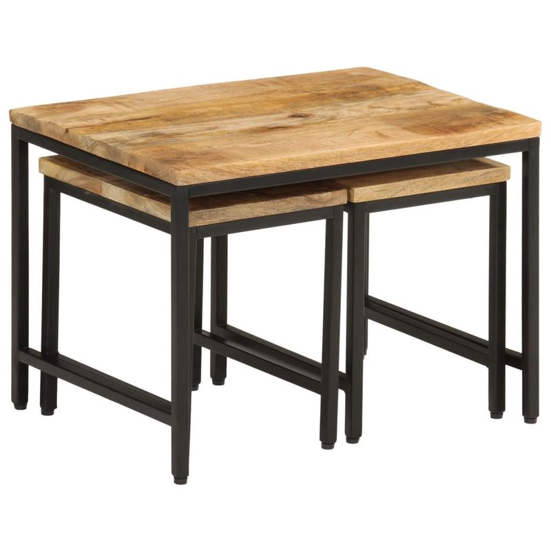Casa si Gradina - Mobilier - Mese si birouri - Masute de cafea - Masute de cafea suprapuse, 3 buc., lemn masiv mango brut/fier - Infinity.ro