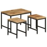 Casa si Gradina - Mobilier - Mese si birouri - Masute de cafea - Masute de cafea suprapuse, 3 buc., lemn masiv mango brut/fier - Infinity.ro