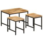 Casa si Gradina - Mobilier - Mese si birouri - Masute de cafea - Masute de cafea suprapuse, 3 buc., lemn masiv mango brut/fier - Infinity.ro