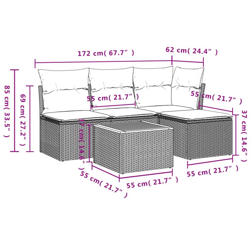 Casa si Gradina - Gradina si terasa - Mobilier exterior - Seturi mobila gradina - Set canapele de gradina cu perne, 5 piese, bej, poliratan - Infinity.ro