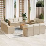 Casa si Gradina - Gradina si terasa - Mobilier exterior - Seturi mobila gradina - Set canapele de gradina, 13 piese, cu perne, bej, poliratan - Infinity.ro