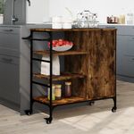 Casa si Gradina - Bucatarie si vesela - Ustensile bucatarie - Cosuri servire - Carucior de bucatarie stejar fumuriu 87,5x38,5x84,5cm lemn - Infinity.ro