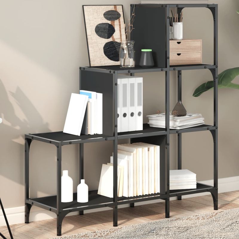 Casa si Gradina - Mobilier - Biblioteci si rafturi - Biblioteci - Biblioteca, negru, 92x30x102 cm, lemn prelucrat si metal - Infinity.ro