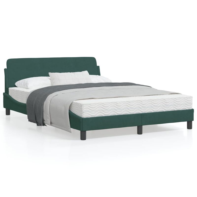 Casa si Gradina - Mobilier - Paturi si accesorii - Paturi - Cadru de pat cu tablie, verde inchis, 120x200 cm, catifea - Infinity.ro