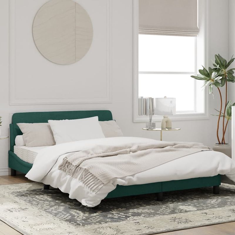Casa si Gradina - Mobilier - Paturi si accesorii - Paturi - Cadru de pat cu tablie, verde inchis, 120x200 cm, catifea - Infinity.ro