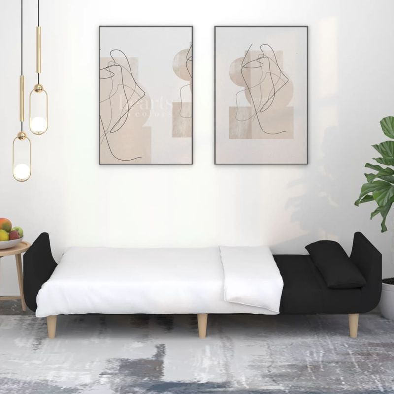 Casa si Gradina - Mobilier - Canapele si coltare - Canapele - Canapea extensibila cu 2 locuri, 2 perne, negru, textil - Infinity.ro
