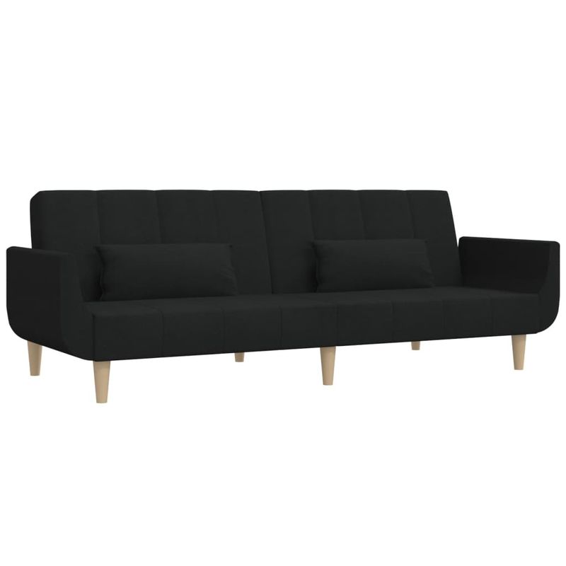 Casa si Gradina - Mobilier - Canapele si coltare - Canapele - Canapea extensibila cu 2 locuri, 2 perne, negru, textil - Infinity.ro