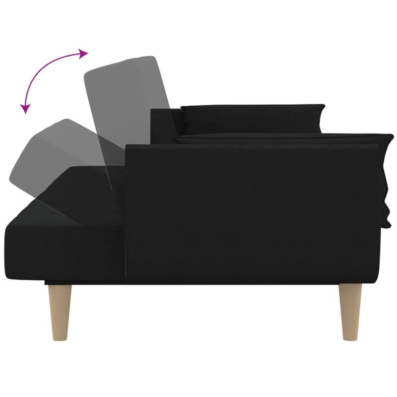 Casa si Gradina - Mobilier - Canapele si coltare - Canapele - Canapea extensibila cu 2 locuri, 2 perne, negru, textil - Infinity.ro
