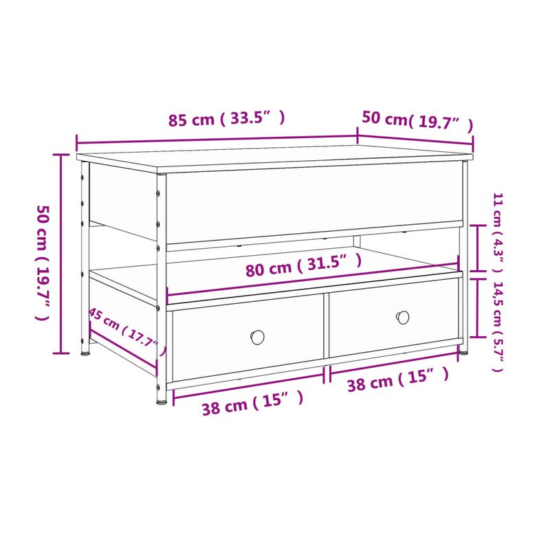 Casa si Gradina - Mobilier - Mese si birouri - Masute de cafea - Masuta de cafea stejar sonoma 85x50x50 cm lemn prelucrat/metal - Infinity.ro