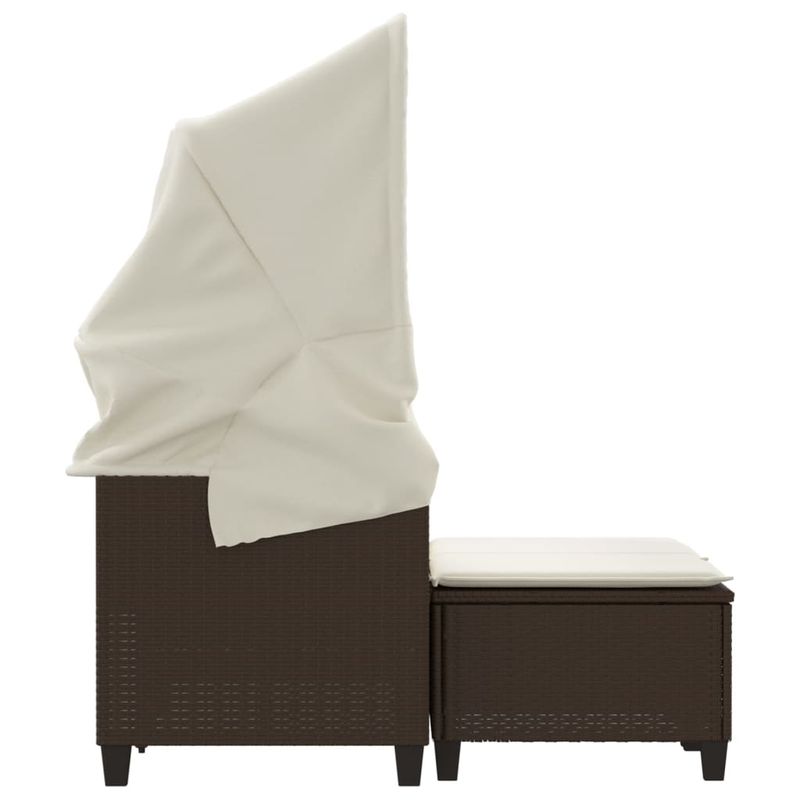 Casa si Gradina - Gradina si terasa - Mobilier exterior - Canapele si fotolii gradina - Canapea gradina 2 locuri baldachin si taburete, maro, poliratan - Infinity.ro