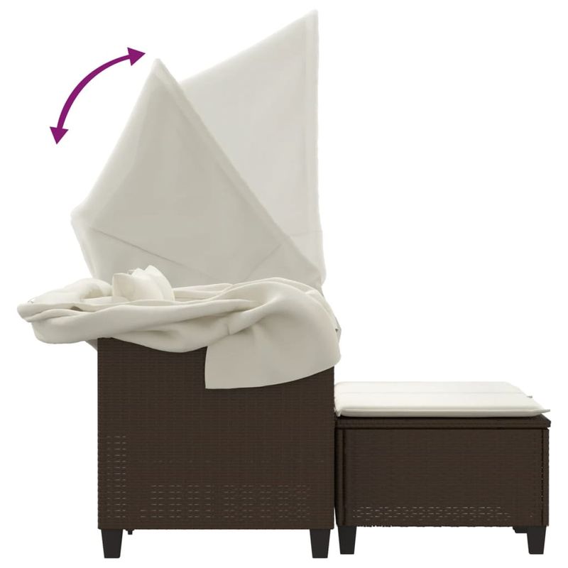 Casa si Gradina - Gradina si terasa - Mobilier exterior - Canapele si fotolii gradina - Canapea gradina 2 locuri baldachin si taburete, maro, poliratan - Infinity.ro