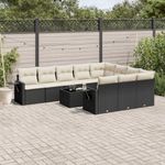 Casa si Gradina - Gradina si terasa - Mobilier exterior - Seturi mobila gradina - Set canapele de gradina cu perne, 11 piese, negru, poliratan - Infinity.ro