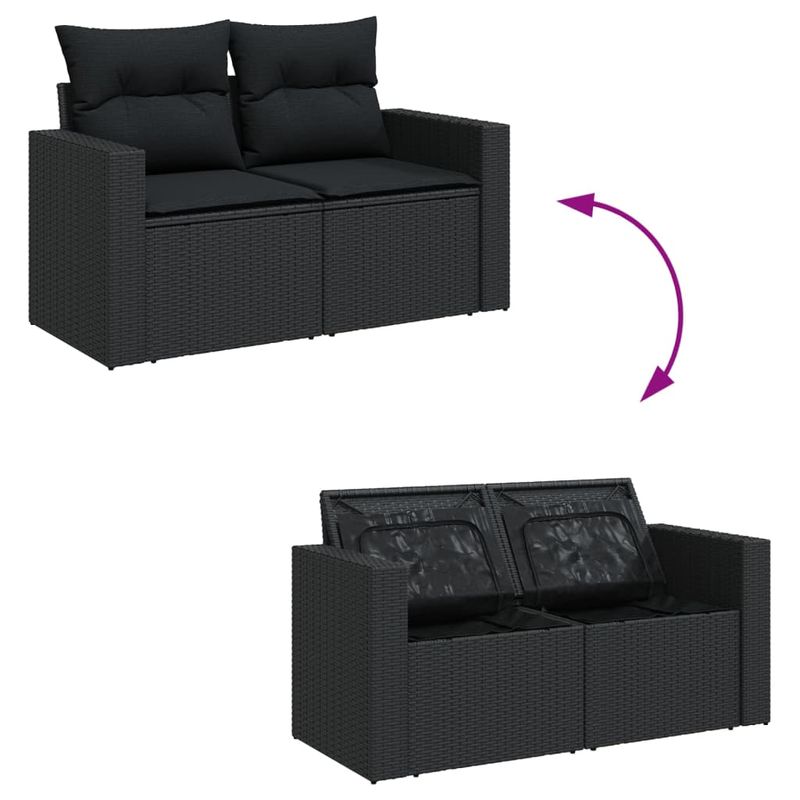 Casa si Gradina - Gradina si terasa - Mobilier exterior - Seturi mobila gradina - Set canapele de gradina cu perne, 11 piese, negru, poliratan - Infinity.ro